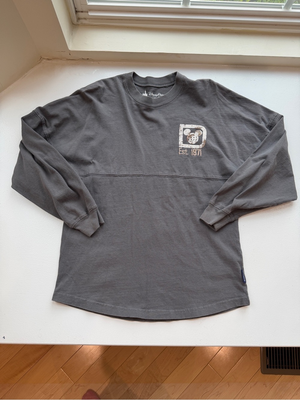 Disney Parks Spirit Jersey Gray Long Sleeve  Mickey Mouse Sequence XS